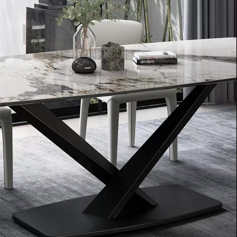 White sintered stone dining table 01