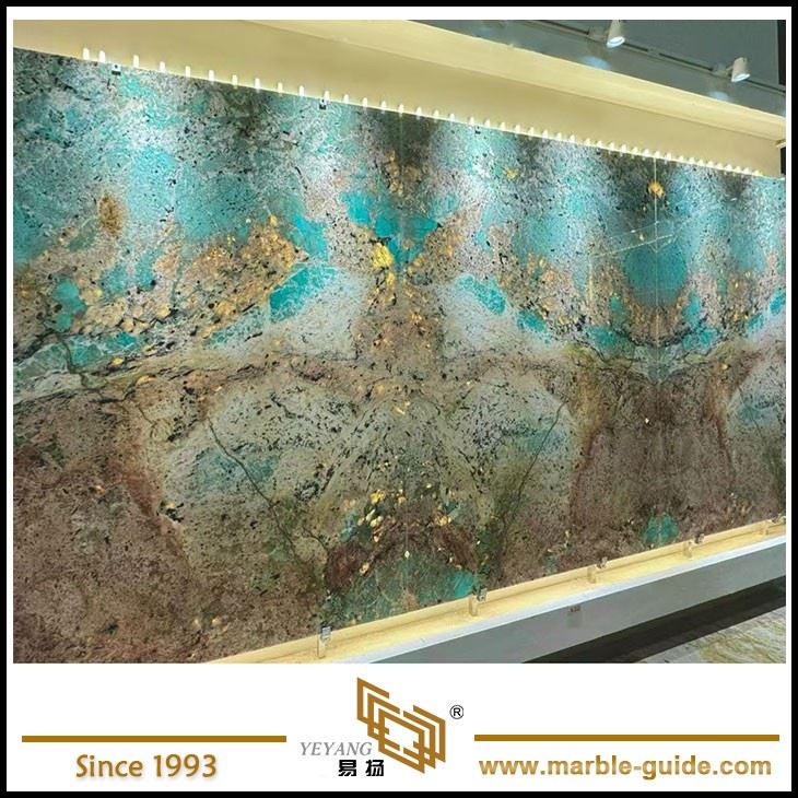 Luxury Bookmatched Green Gemstone Marble Wall Panel suppliers