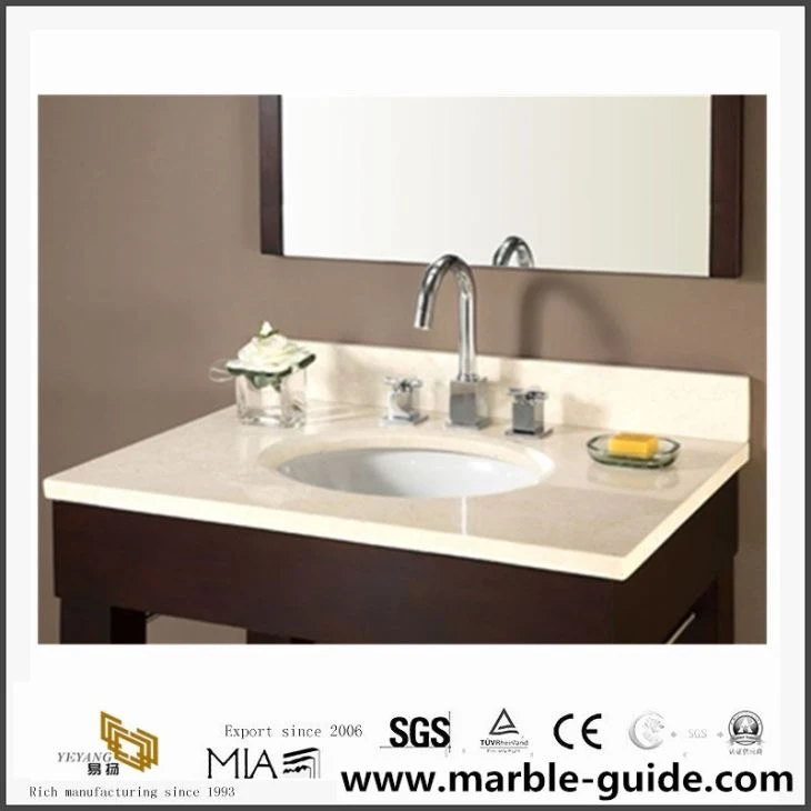 China Artificial White Quartz Countertops Cost For Bath, Hotel Rooms