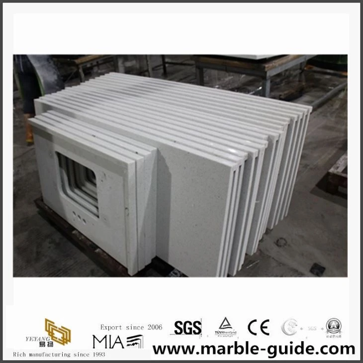 סין מלאכותית לבן קוורץ Countertops עלות אמבטיה, חדרי מלון