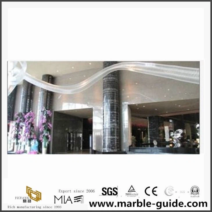 Silver Dragon Black Marble Column Designs With Low Cost